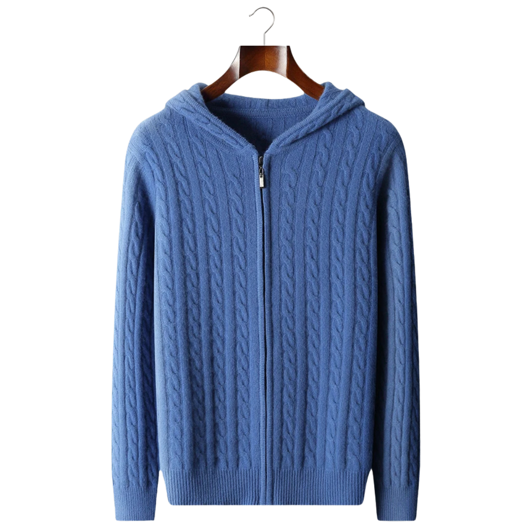 Cable Knit Zip-Up Hoodie for Men - Image 1