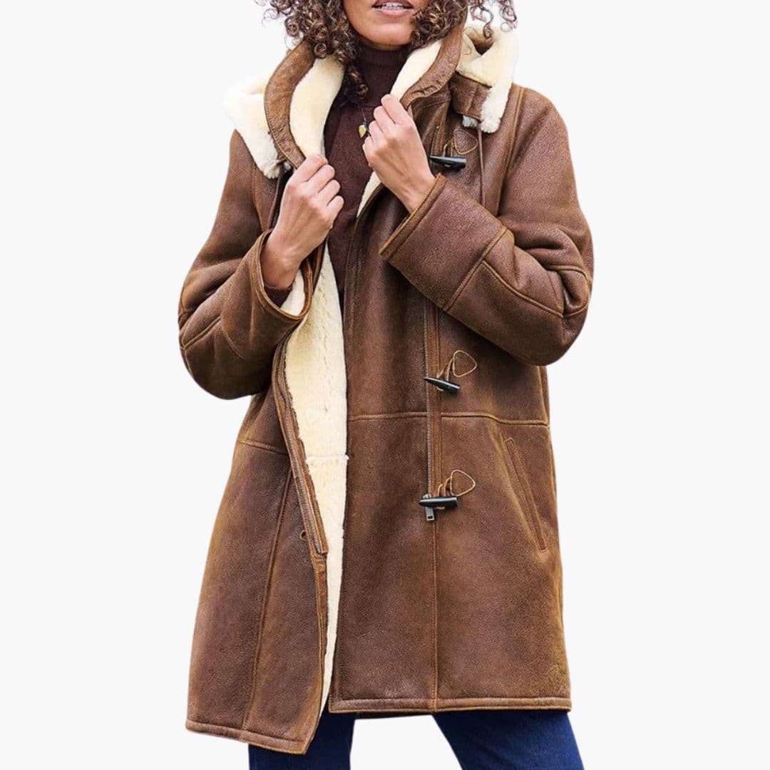 Hooded Toggle Long Coat for Women - Image 1
