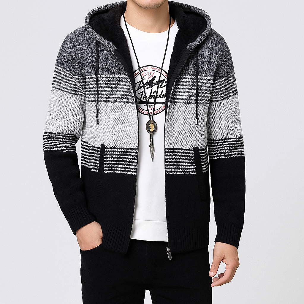 Hooded sweater with model gray