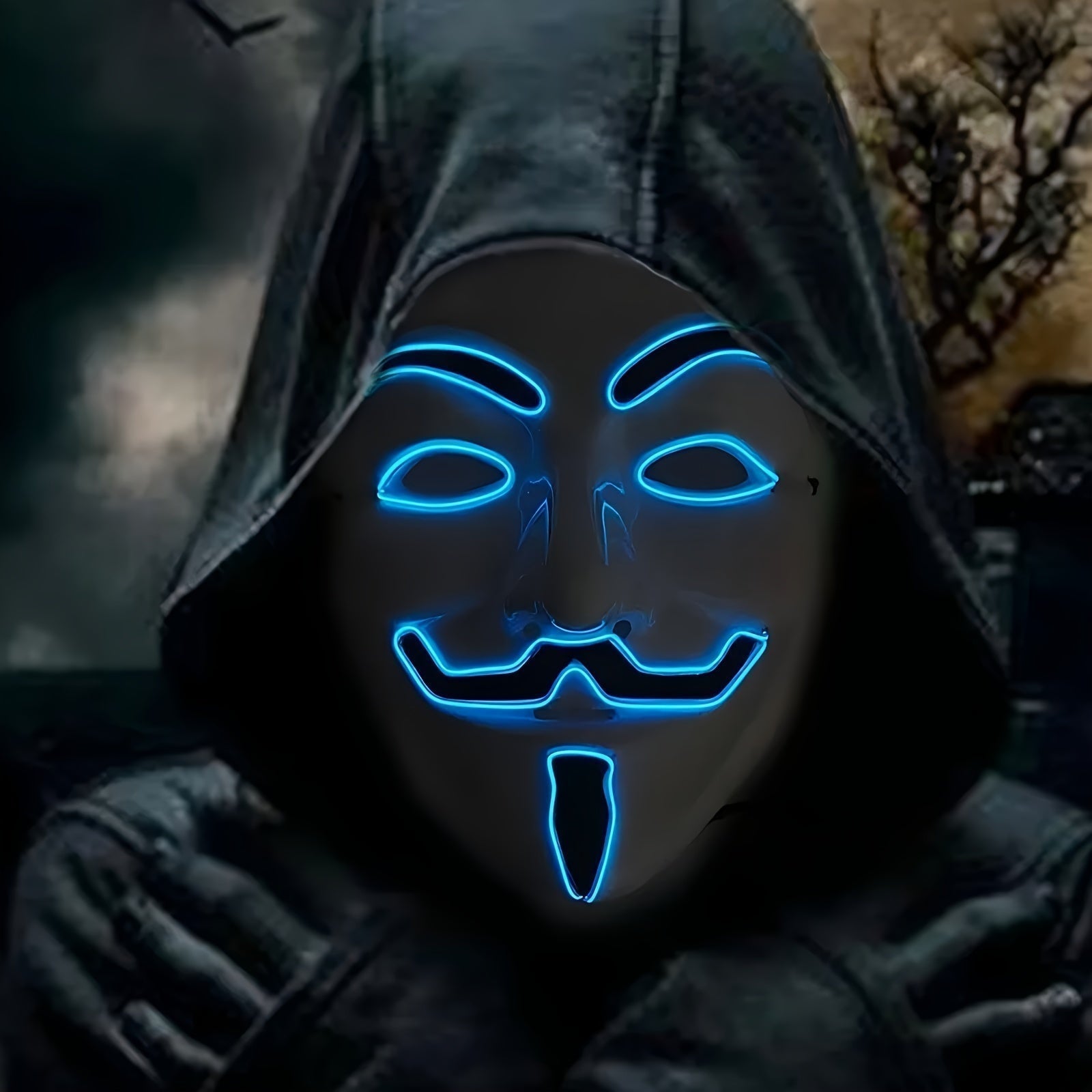 Maschera LED di Halloween | Design Anonimo con Bagliore Rosso