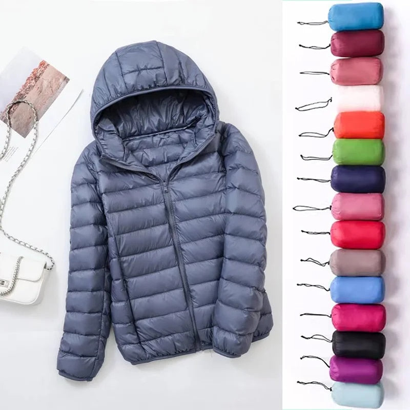 Women's down jacket with hood