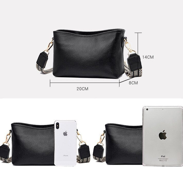 Small shoulder bag for women with wide guitar strap
