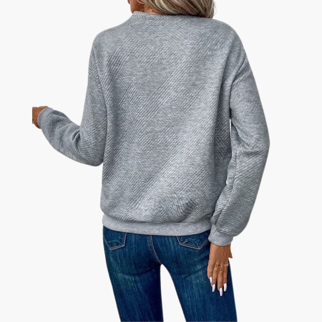 Button Neck Long Sleeve Sweater for Women - Image 4