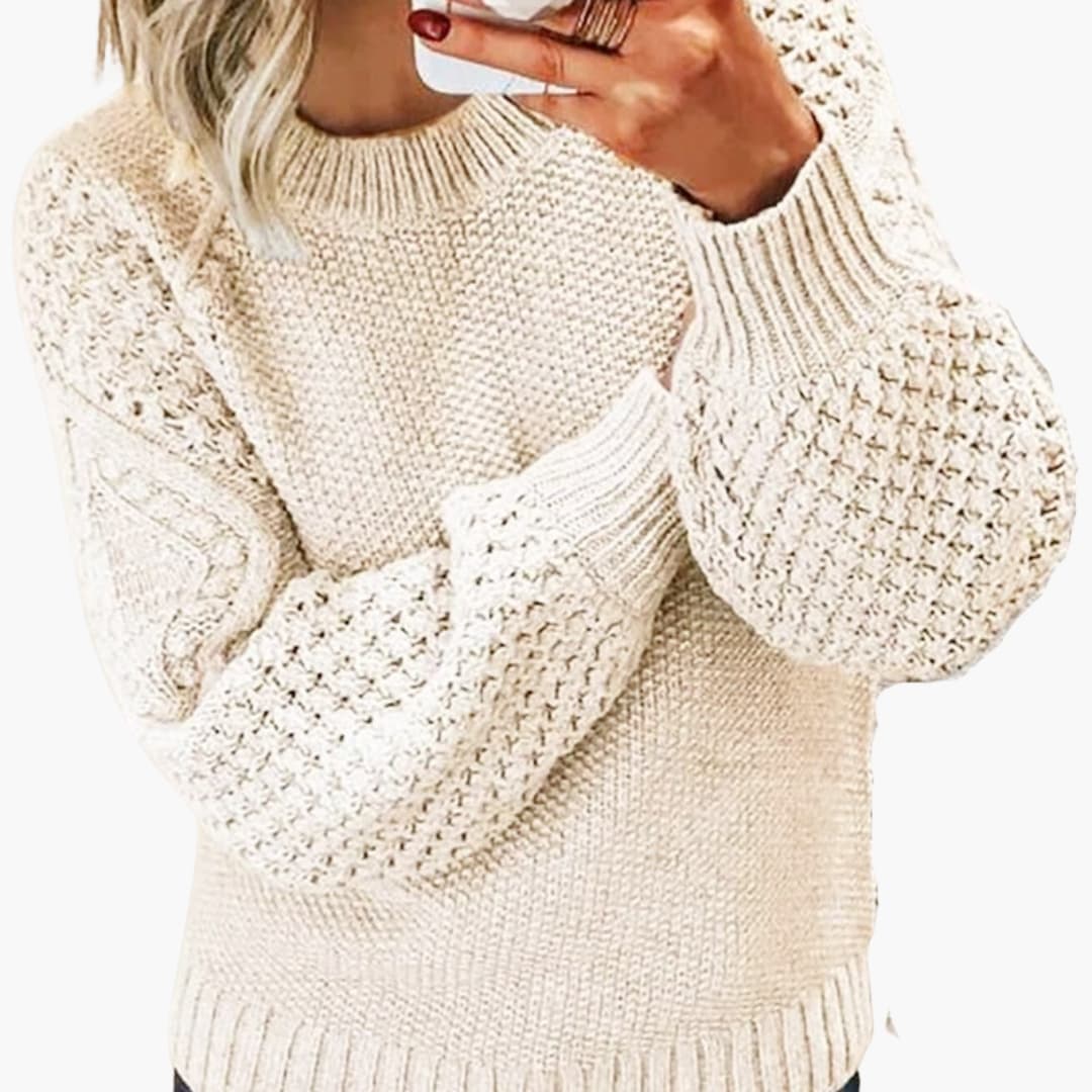 Balloon Sleeve Knit Sweater for Women - Image 1