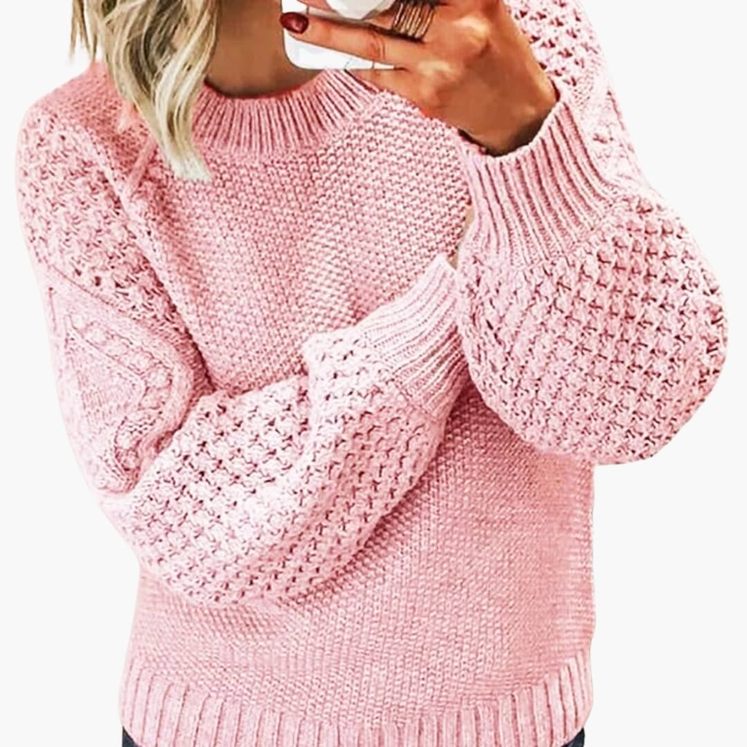 Balloon Sleeve Knit Sweater for Women - Image 3