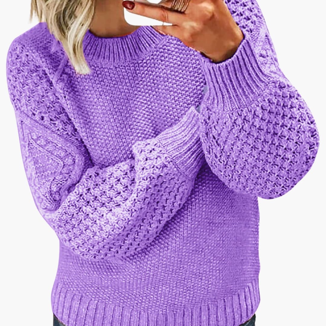 Balloon Sleeve Knit Sweater for Women - Image 5