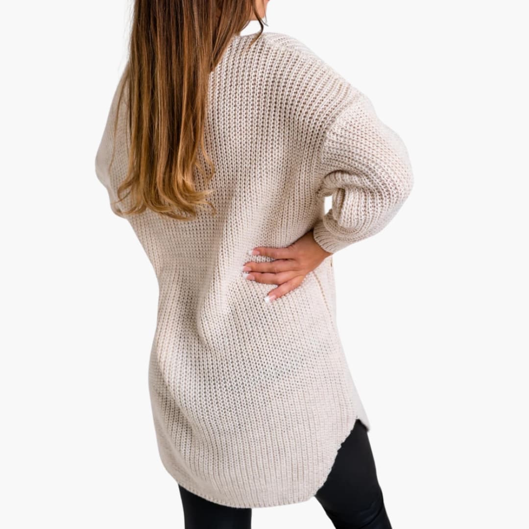 Oversized V-Neck Sweater Dress for Women - Image 3