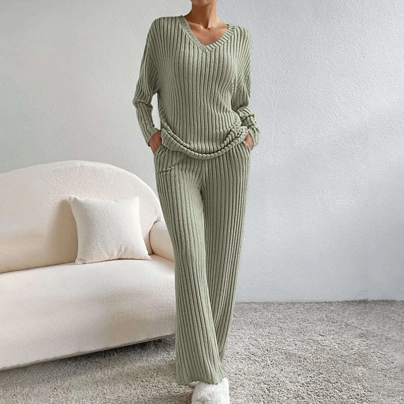 Ribbed V-Neck Sweater for Women - Image 8