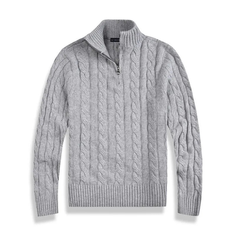 Quarter Zip Cable Knit Sweater for Men - Image 4