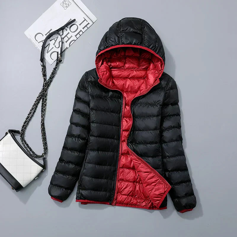 Women's down jacket with hood
