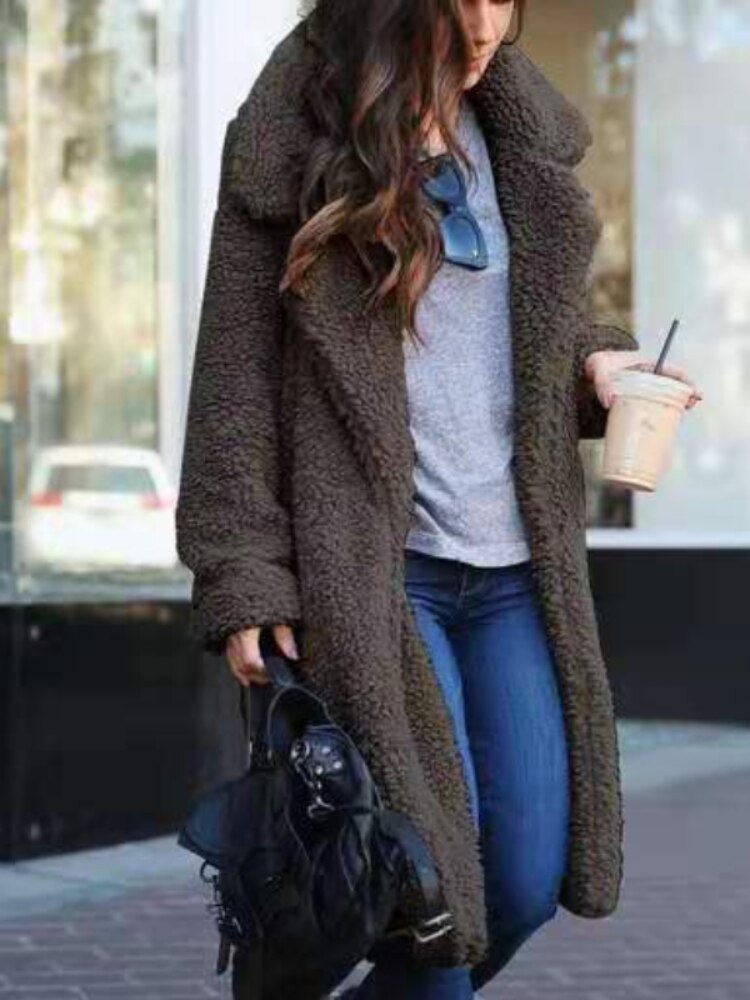 Sietske | Morbido cappotto teddy in pile da donna, taglio lungo