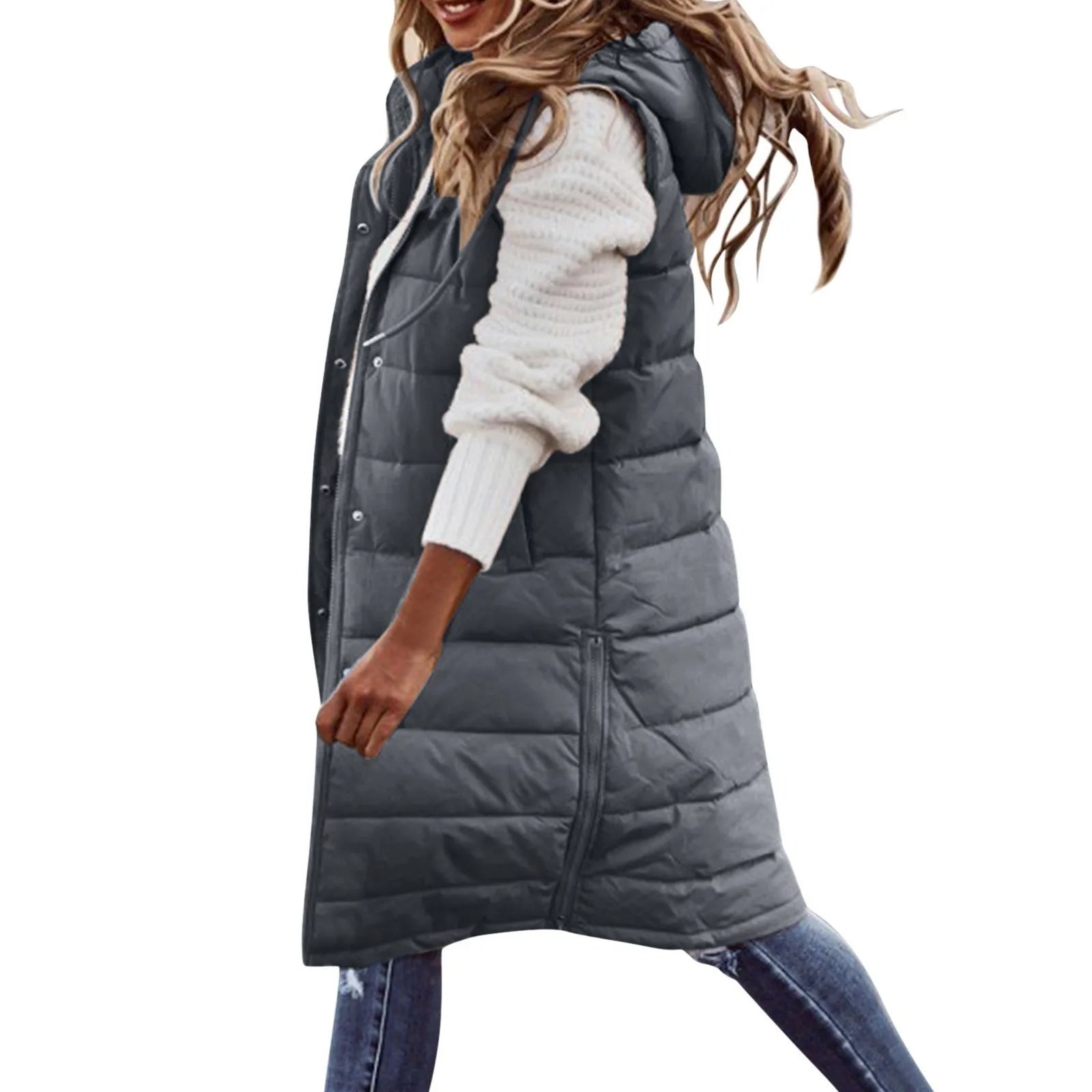 Long Puffer Vest for Women - Image 8