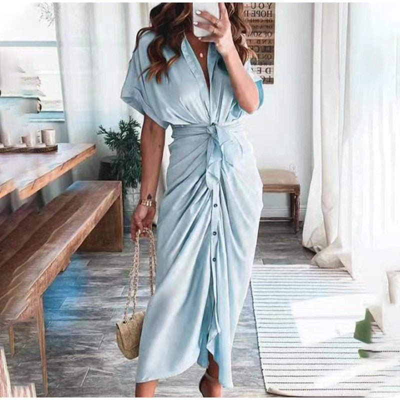 Women's Evening Dress Julia - Elegant Maxi Dress in Airy Polyester with Fashionable Details