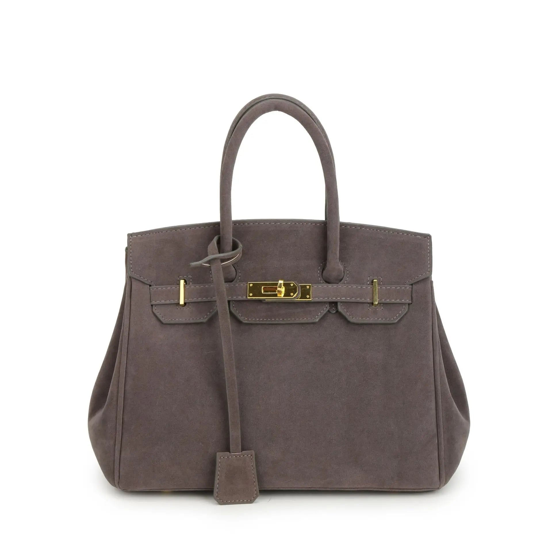 Kelly | Suede shoulder bag with gold hardware