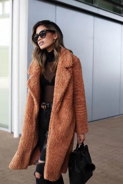 Sietske | Morbido cappotto teddy in pile da donna, taglio lungo