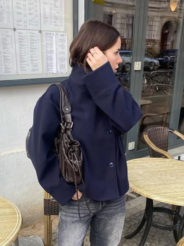 Cropped Funnel Neck Jacket for Women - Image 10