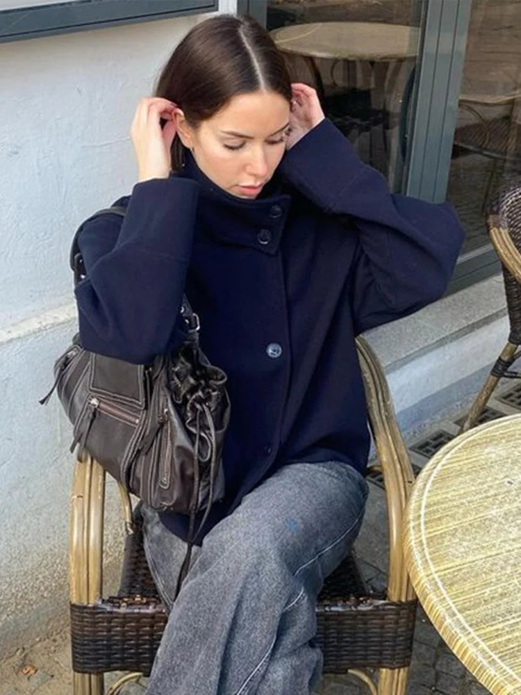 Cropped Funnel Neck Jacket for Women - Image 11