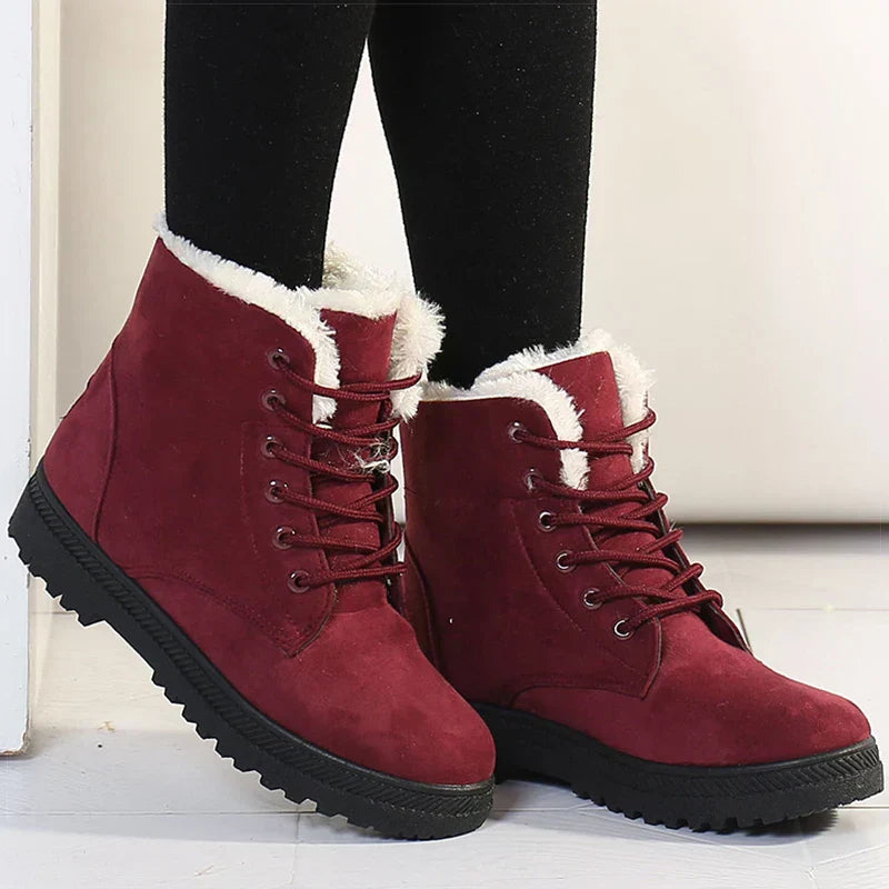 Botas de invierno para mujer con forro polar - Botines cálidos con cierre de cordones