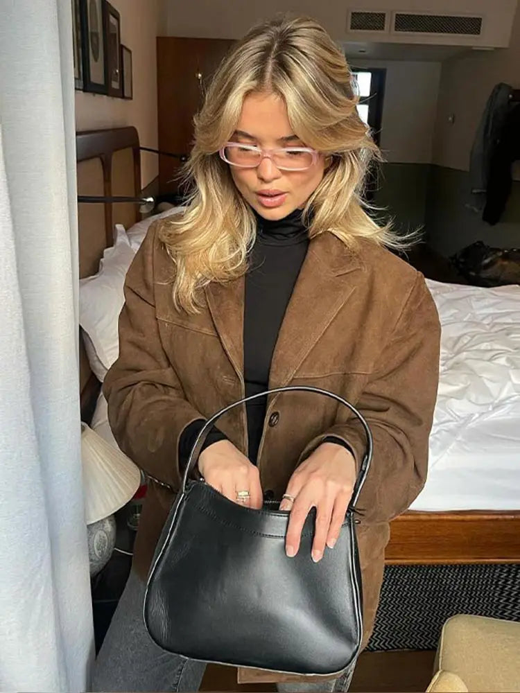 Yara | Cappotto marrone elegante da donna con una finitura lussuosa