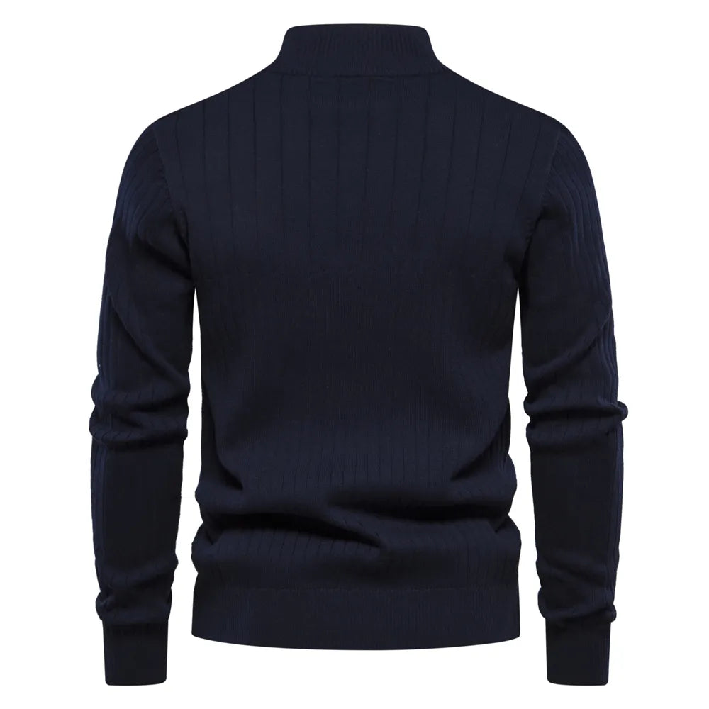 Half-Zip Ribbed Knit Sweater for Men - Image 11