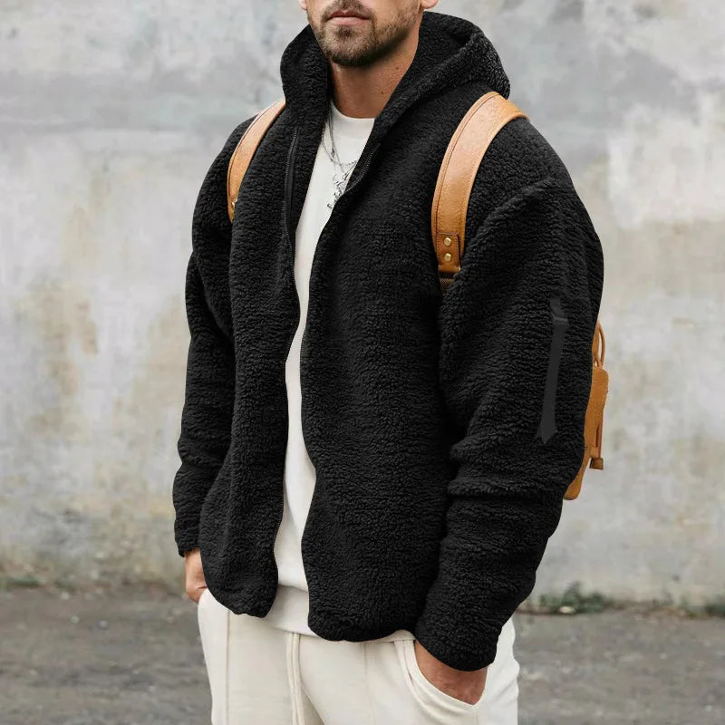 Winter jacket in fleece and cashmere for men