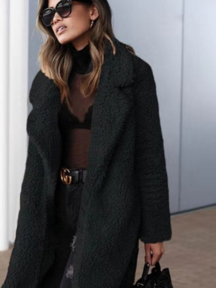 Sietske | Morbido cappotto teddy in pile da donna, taglio lungo