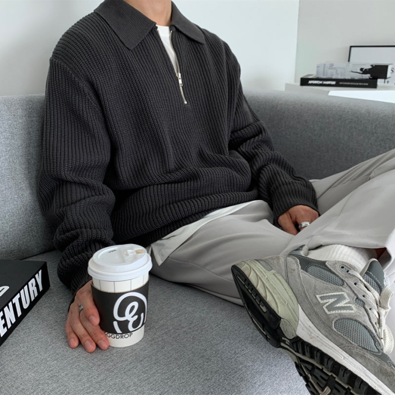 Half-Zip Collared Sweater for Men - Image 4