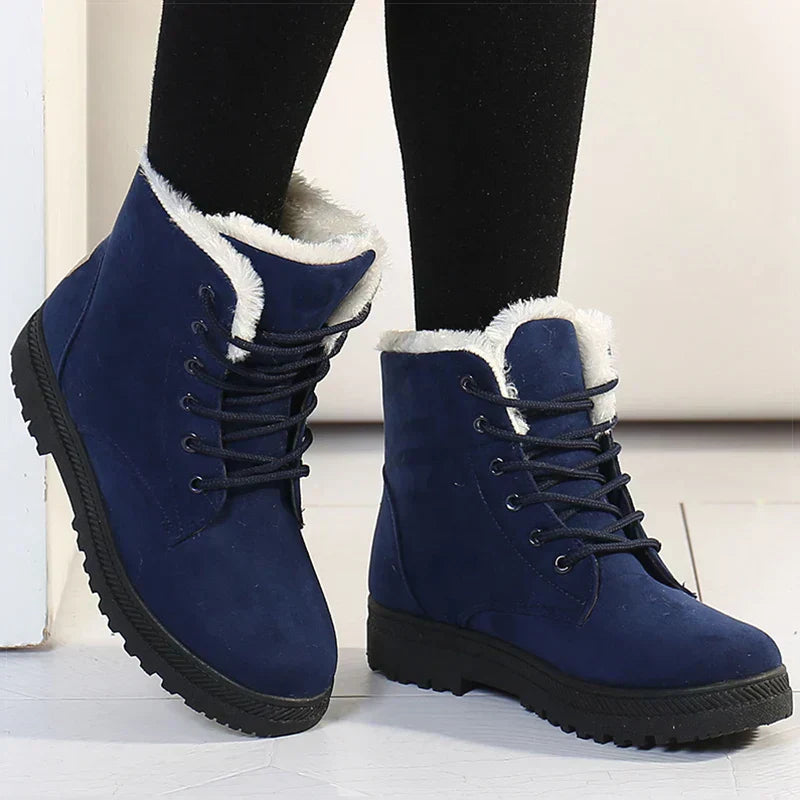Botas de invierno para mujer con forro polar - Botines cálidos con cierre de cordones