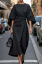 Louise Women's Elegant Dress - Dameskæring med ærmer i lanternestil og justerbart bælte