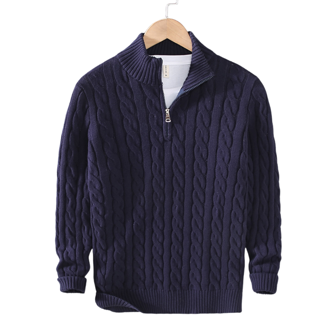 Cable Knit Quarter Zip Sweater for Men - Image 4