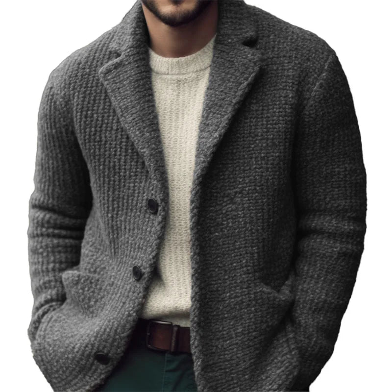 Button-Front Sweater Blazer for Men - Image 1