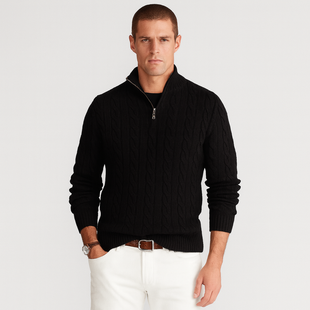 Half Zip Sweater with model black