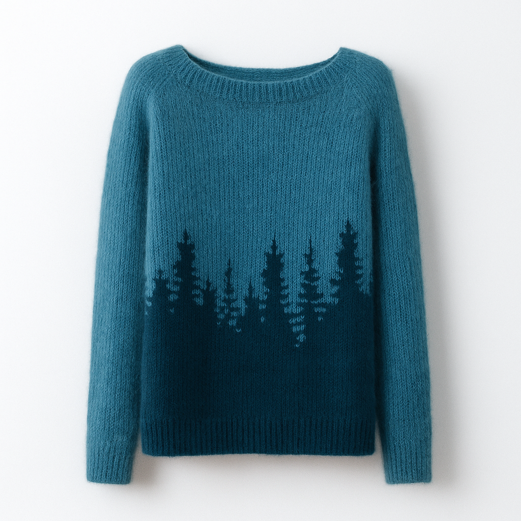 Sweater with retro pattern blue
