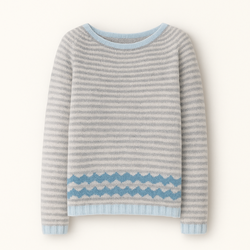 Sweater with retro pattern light blue