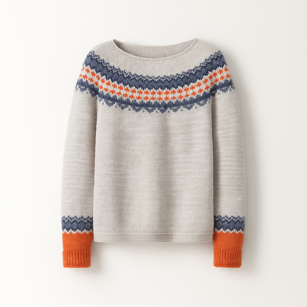 Sweater with retro pattern gray