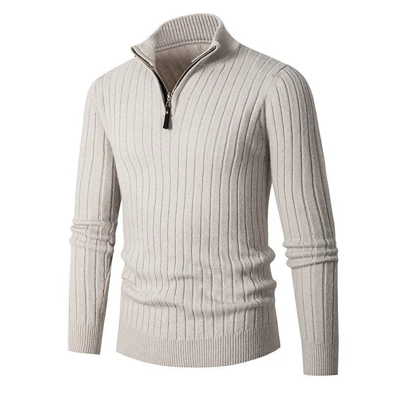 Quarter-Zip Ribbed Sweater for Men - Image 6
