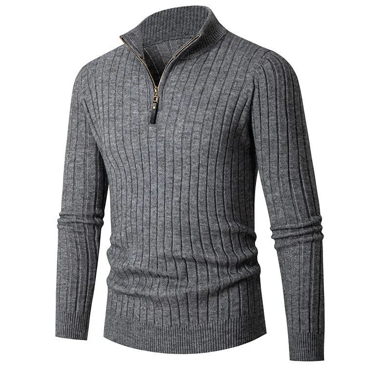 Quarter-Zip Ribbed Sweater for Men - Image 7