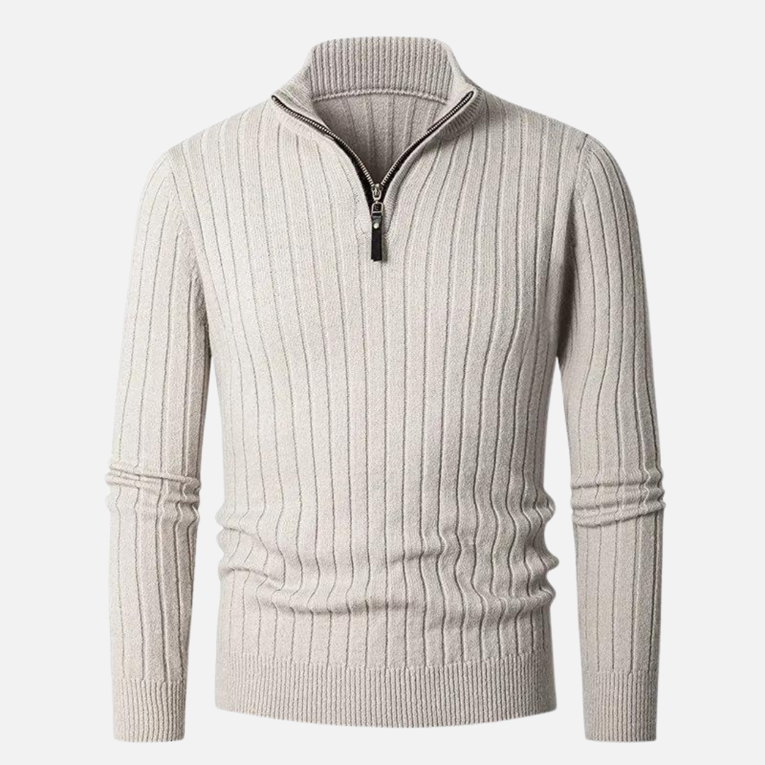 Quarter-Zip Ribbed Sweater for Men - Image 1