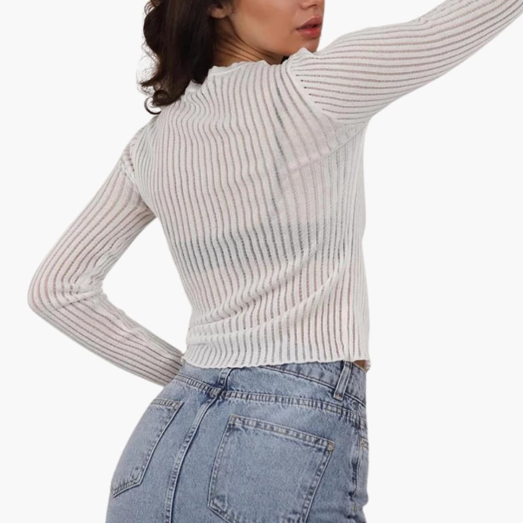 Long Sleeve Ribbed Top for Women - Image 6