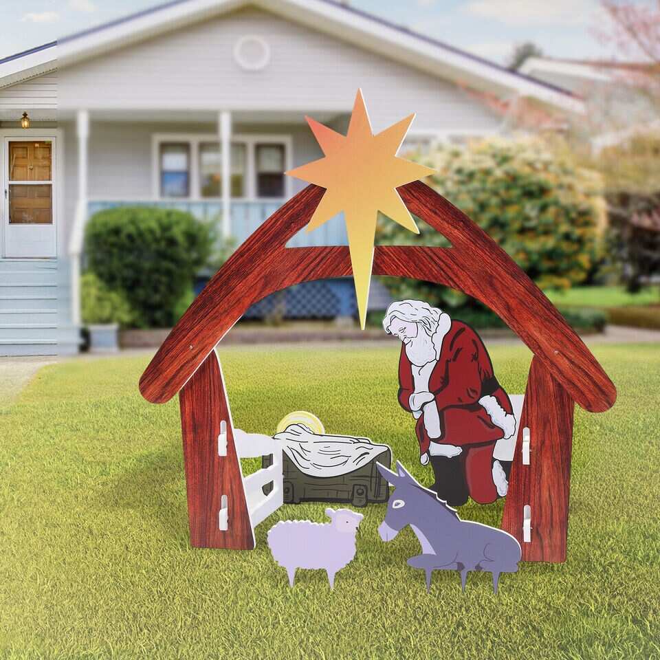 Outdoor Christmas Nativity Scene Silhouette Display