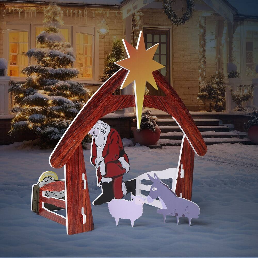 Outdoor Christmas Nativity Scene Silhouette Display