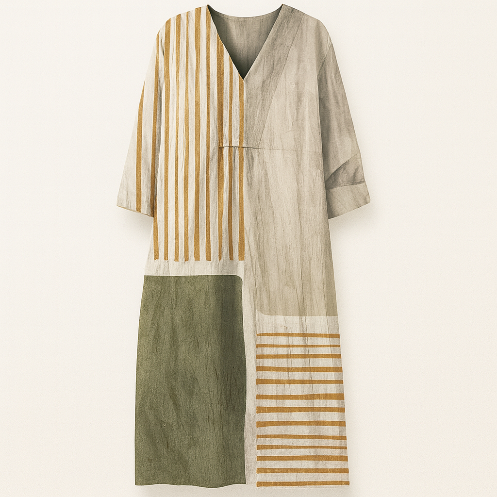 Patterned Summer Dress beige