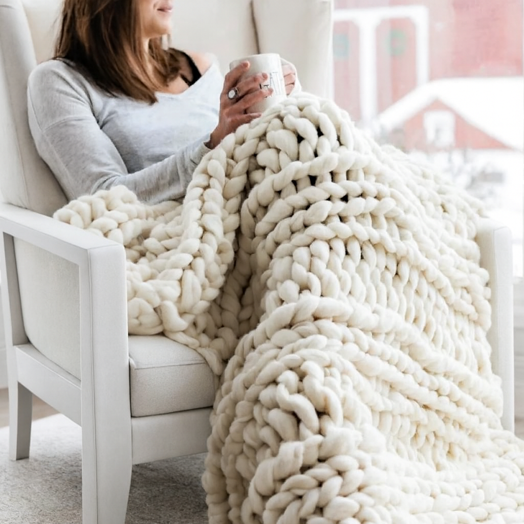 Wool Knitting Set white