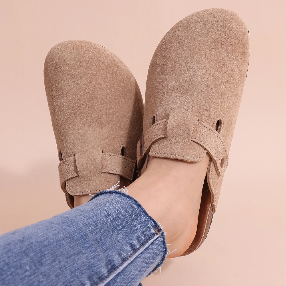 Leana Women's Clogs - Slip-on suede with adjustable buckle and anatomical comfortable sole
