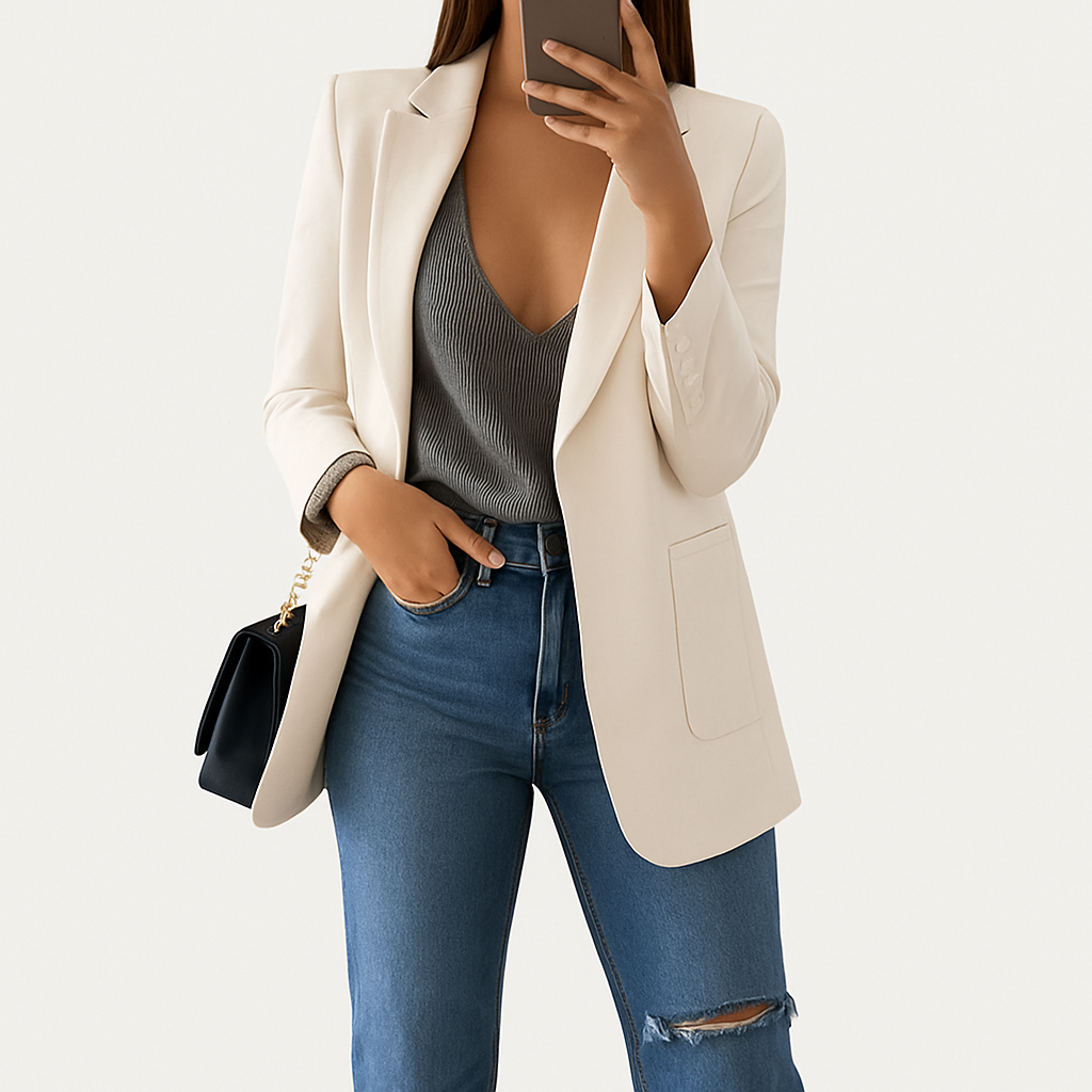 Women's long blazer white