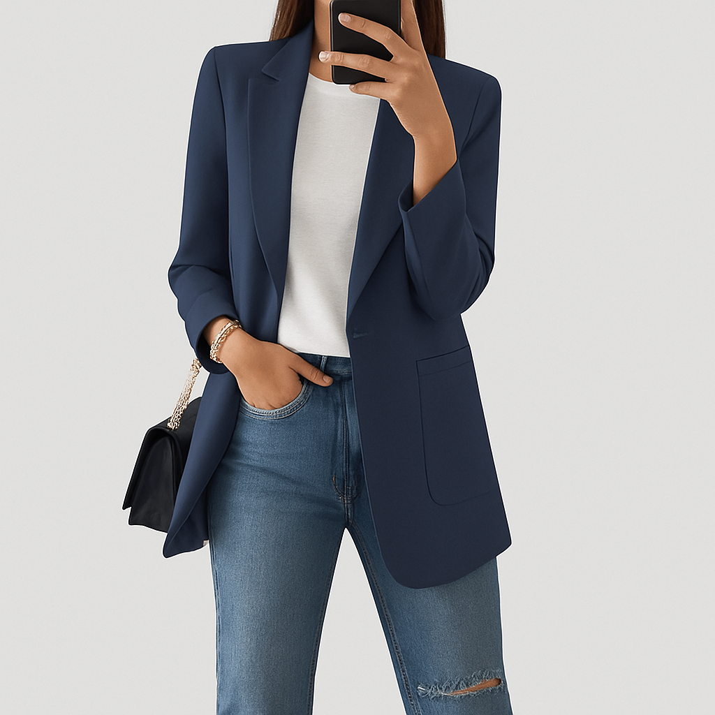 Women's long blazer navy blue