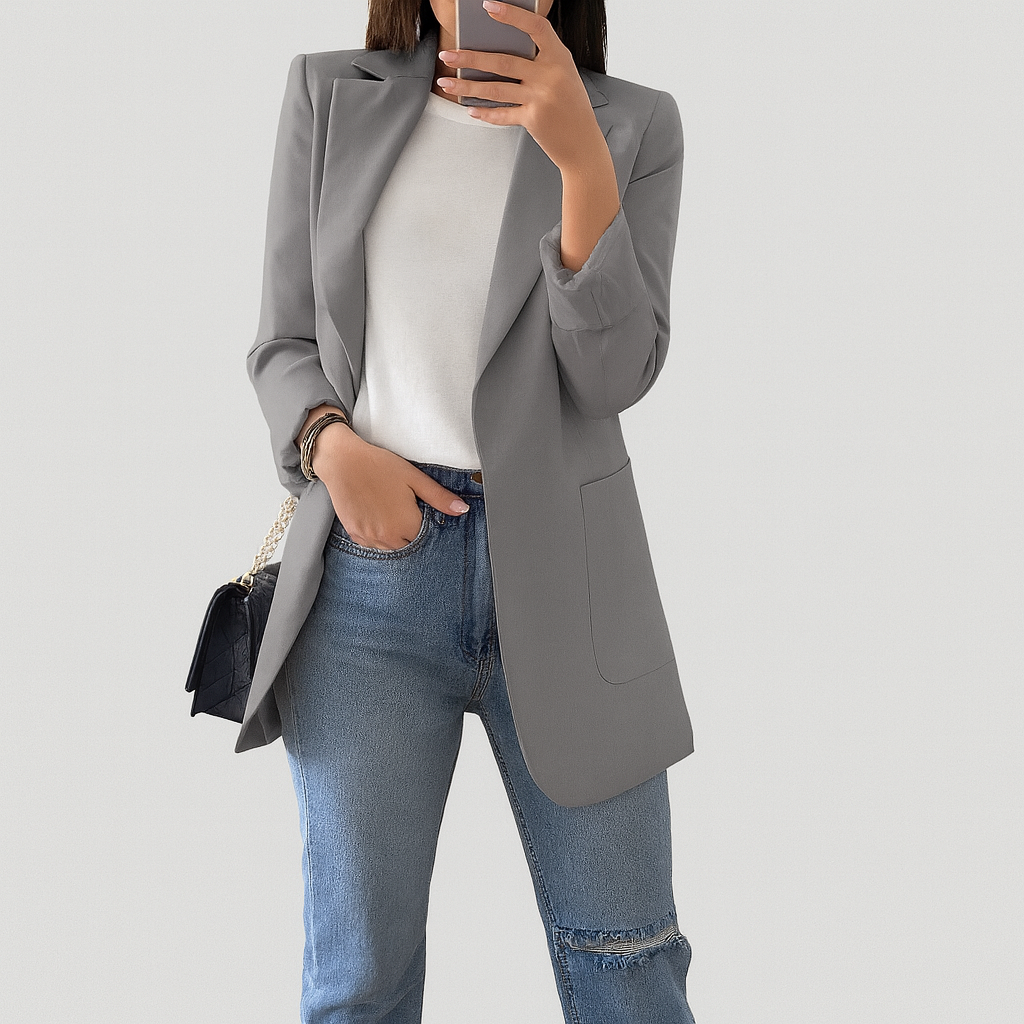 Women's long blazer gray