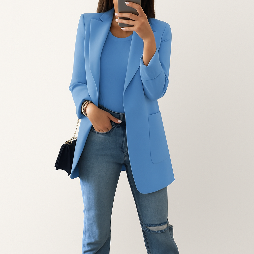Women's long blazer blue