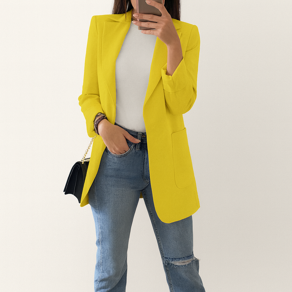 Women's long blazer yellow