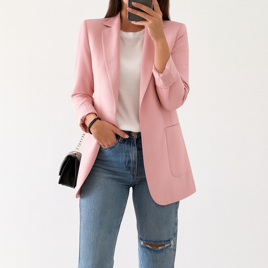 Women's long blazer pink